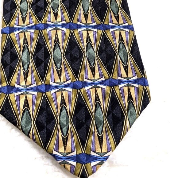 Vintage Men's Cambridge Classic 100% Silk Tie Geometric Motif - Picture 6 of 13